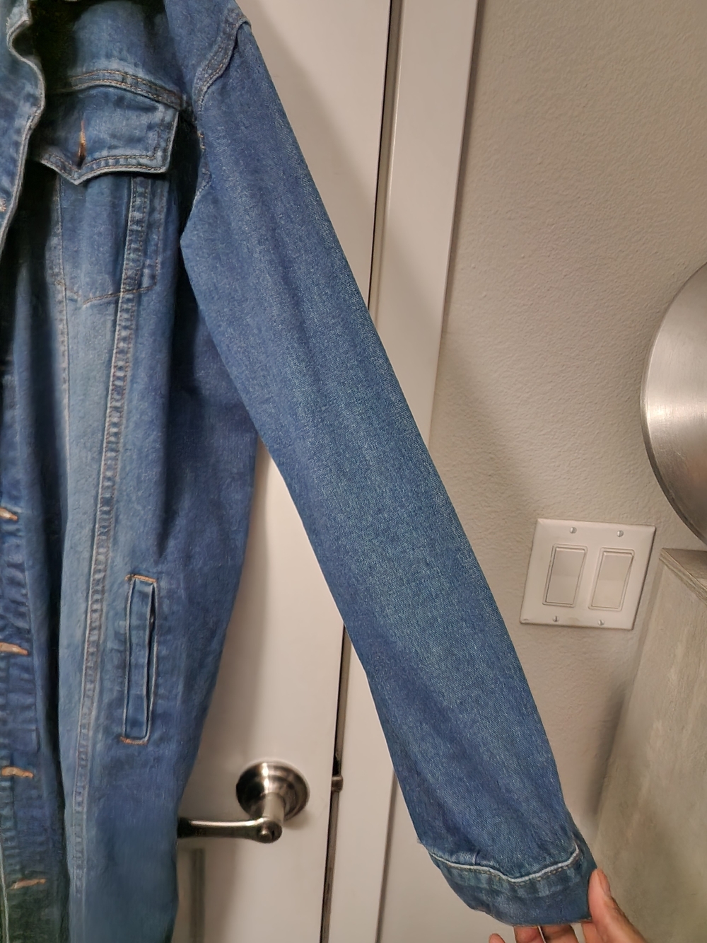 Long Blue Denim Trench Coat - Picture 3 of 5